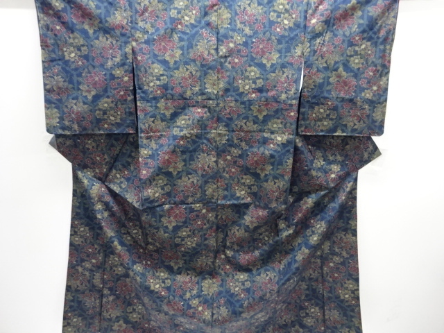 JAPANESE KIMONO / TOKAMACHI TSUMUGI / WOVEN KIKKO FLOWER